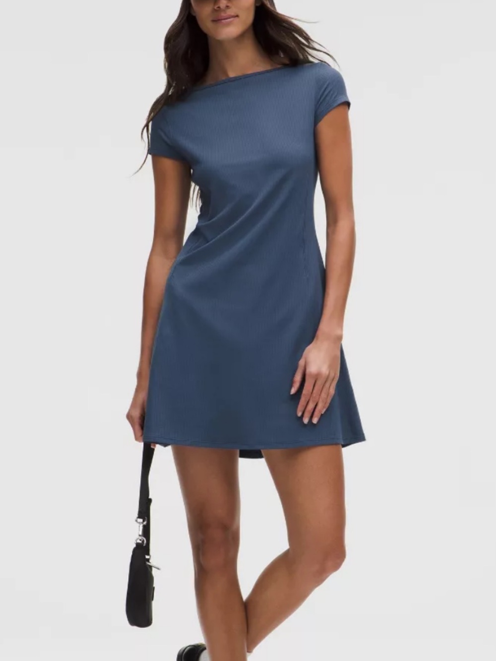 Lululemon NEW WITH TAGS Light Blue Ribbed Short Sleeve Swing Dress